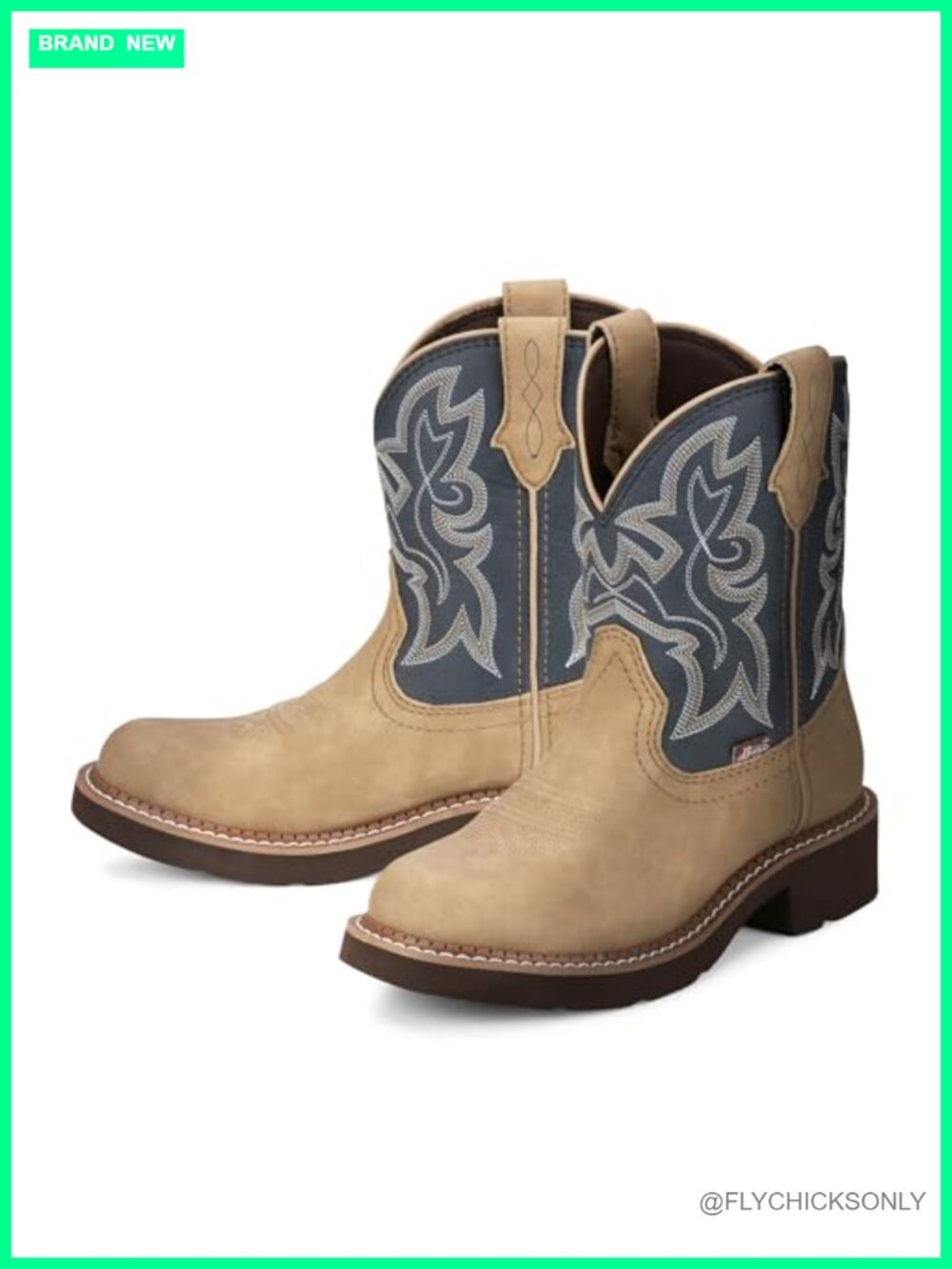 Justin Kay 8" Cowgirl Boots Full Grain Leather Round Toe Slip Resistant